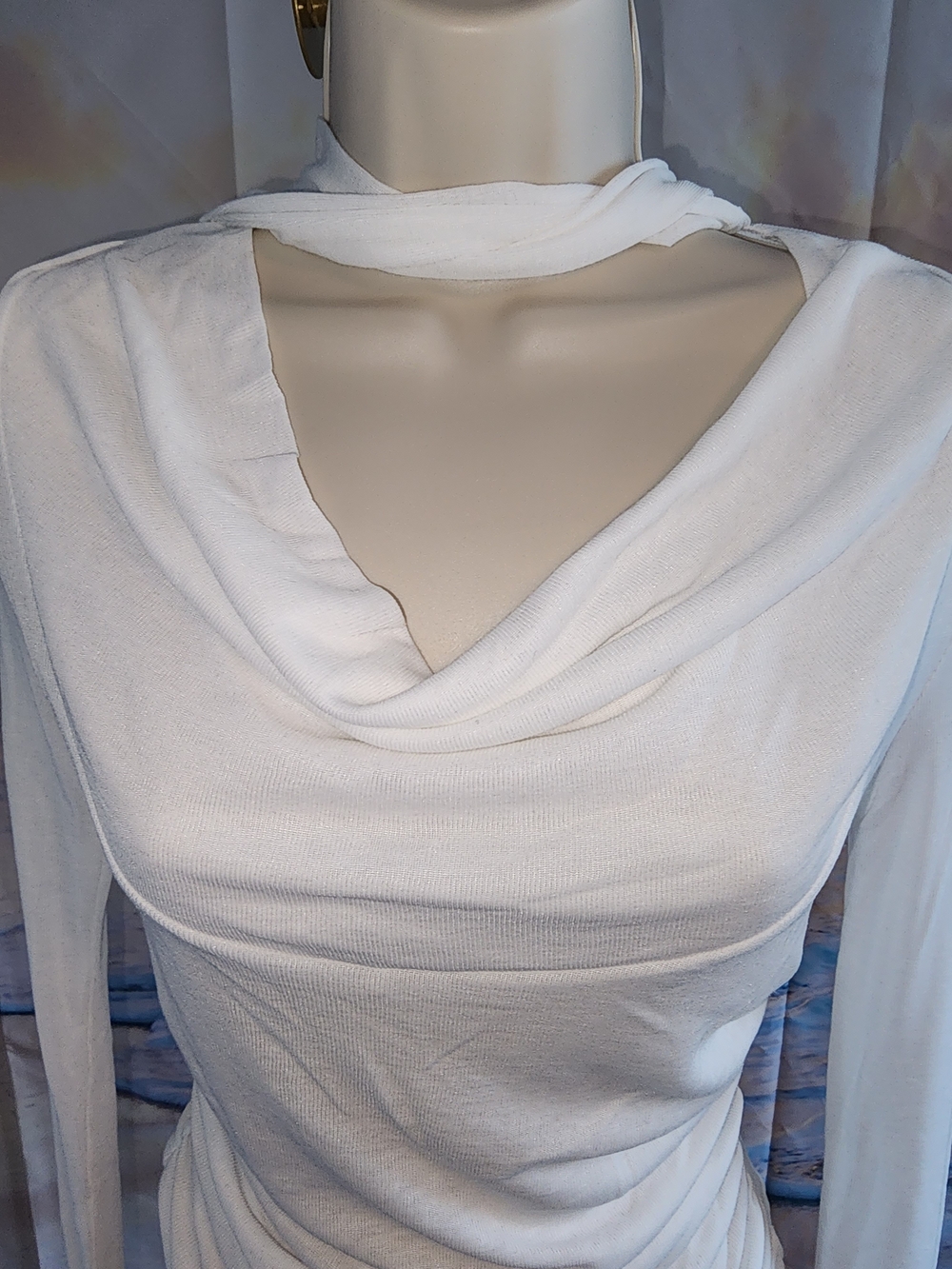COMMENSE White Cowl Neck Long-Sleeve Women's Top - Picture 3 of 7